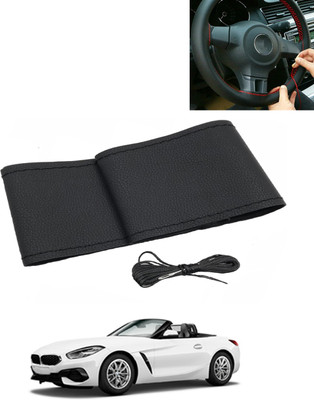 AYW Hand Stiched Steering Cover For BMW Z4(Black, Leatherite)