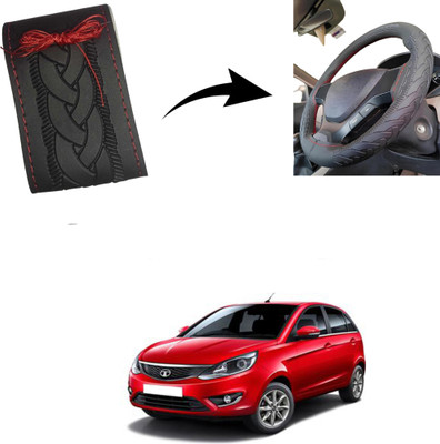 Autoinnovation Hand Stiched Steering Cover For Tata Indica Vista(Black, Leather)