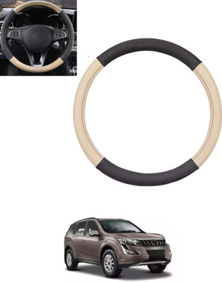 MSNP Steering Cover For Mahindra XUV 500(Beige & Black, Leatherite)