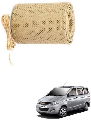 RKPSP Hand Stiched Steering Cover For Universal For Car Enjoy(Beige, Leatherite)