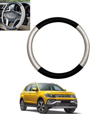 MSNP Steering Cover For Volkswagen Universal For Car(Silver,Black, Leatherite)