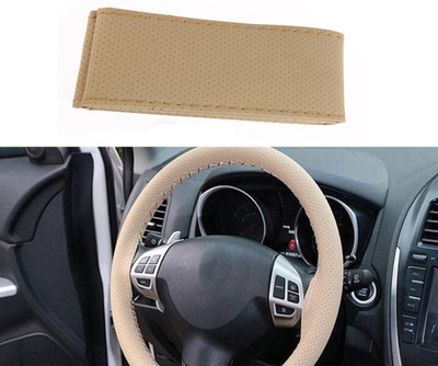 monolive Hand Stiched Steering Cover For Universal For Car Zen(Beige, Leatherite)
