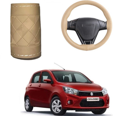 ARNEJA Hand Stiched Steering Cover For Maruti Celerio(Beige, Leather)