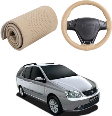 Arnejas Hand Stiched Steering Cover For Tata Indigo Marina(Beige, Leather)