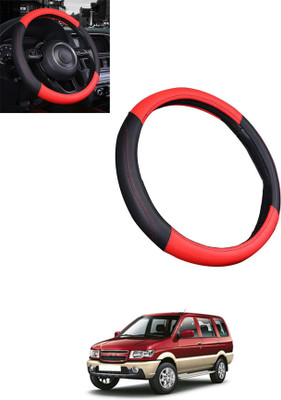 monolive Steering Cover For Chevrolet Tavera(Red, Black, Leatherite)