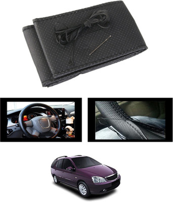monolive Hand Stiched Steering Cover For Tata Indigo Marina(Black, Leatherite)