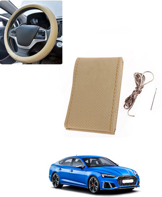 AYW Hand Stiched Steering Cover For Audi S5(Beige, Leatherite)