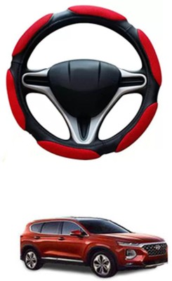 RONISH Hand Stiched Steering Cover For Hyundai SantaFe(Black, Red, Leatherite)