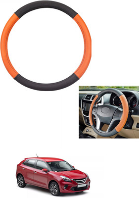 MATIES Steering Cover For Toyota Universal For Car(Tan/Black, Leather)