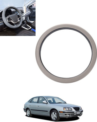 monolive Hand Stiched Steering Cover For Hyundai Elantra(Silver, Leatherite)