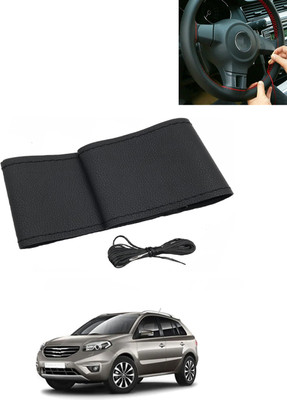 MATIES Hand Stiched Steering Cover For Renault Koleos(Black, Leatherite)