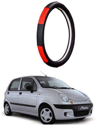 AUTO PEARL Steering Cover For Daewoo Matiz(Gold Blaze Black and Red, Leatherite)