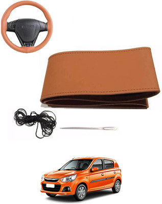 MATIES Hand Stiched Steering Cover For Universal For Car Alto K10(Tan, Leatherite)
