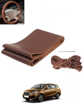monolive Hand Stiched Steering Cover For Datsun Universal For Car(Brown, Leatherite)