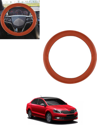 AYW Steering Cover For Skoda Rapid(Tan, Leatherite)