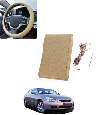 AYW Hand Stiched Steering Cover For Honda Accord(Beige, Leatherite)