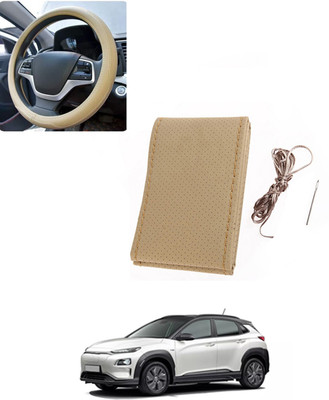AYW Hand Stiched Steering Cover For Hyundai Universal For Car(Beige, Leatherite)