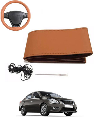 MATIES Hand Stiched Steering Cover For Nissan Sunny(Tan, Leatherite)