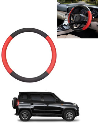 AYW Steering Cover For Mahindra Universal For Car(Red/Black, Leatherite)