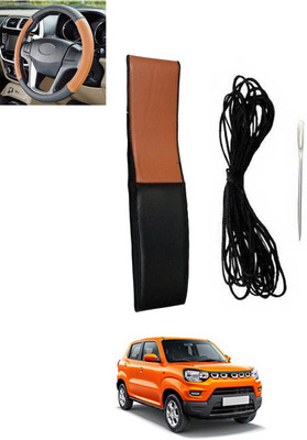 MSNP Hand Stiched Steering Cover For Maruti Universal For Car(Tan, Black, Leatherite)