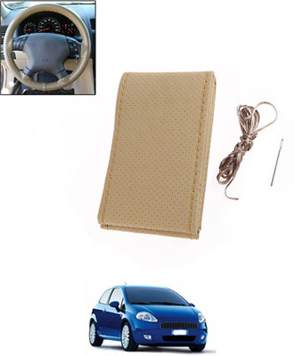MATIES Hand Stiched Steering Cover For Fiat Grand Punto(Beige, Leatherite)