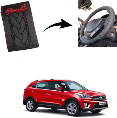Autoinnovation Hand Stiched Steering Cover For Hyundai Creta(Black, Leather)