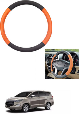 MATIES Steering Cover For Toyota Universal For Car(Tan/Black, Leather)