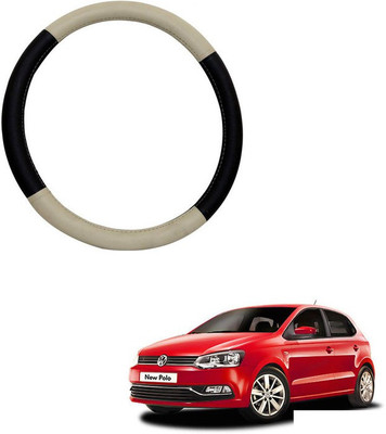 RKPSP Hand Stiched Steering Cover For Universal For Car Polo GT(Beige/Brown, Leatherite)