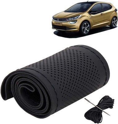 Kingsway Hand Stiched Steering Cover For Tata Universal For Car(Black Color with Black Thread, Leatherite)