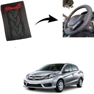 Autoinnovation Hand Stiched Steering Cover For Honda Amaze(Black, Leather)