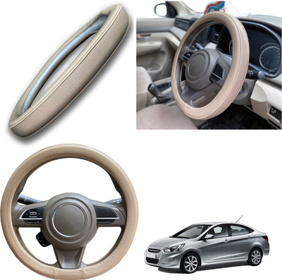 PEEPS STORE Steering Cover For Hyundai Verna Fluidic(Black, Leatherite)