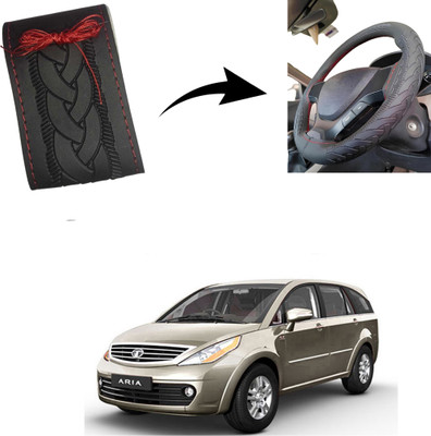 Autoinnovation Hand Stiched Steering Cover For Tata Aria(Black, Leather)