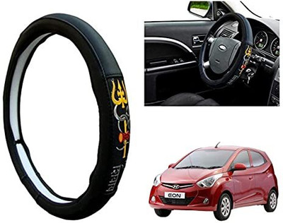 GS Grow n Shine Hand Stiched Steering Cover For Hyundai Eon(Black, Leatherite)