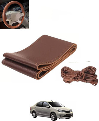 monolive Hand Stiched Steering Cover For Toyota Etios Liva(Brown, Leatherite)