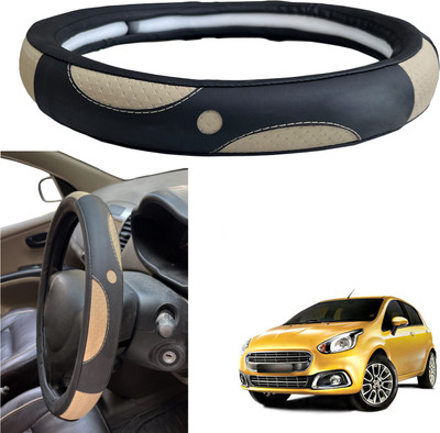 PEEPS STORE Steering Cover For Fiat Grand Punto(Black, Leather)