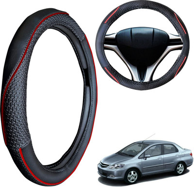 PEEPS STORE Steering Cover For Honda City(Black, Leatherite)