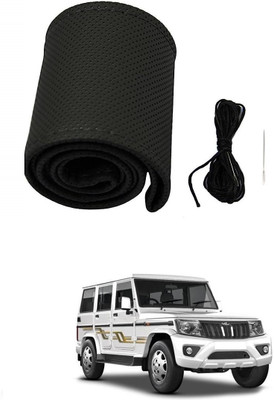 Arnejaa Hand Stiched Steering Cover For Mahindra Bolero(Black, Leather)