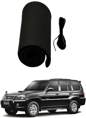 RKPSP Hand Stiched Steering Cover For Universal For Car Terracan(Black, Leatherite)