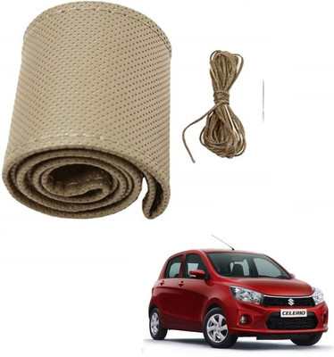 Arnejae Hand Stiched Steering Cover For Maruti Alto K10(Beige, Leather)