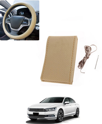 AYW Hand Stiched Steering Cover For Volkswagen Passat(Beige, Leatherite)