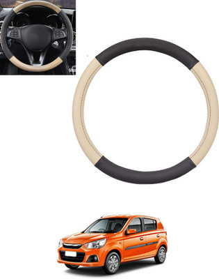 monolive Hand Stiched Steering Cover For Universal For Car Alto K10(Beige, Black, Leatherite)