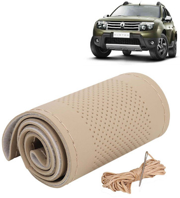 Kingsway Hand Stiched Steering Cover For Renault Duster(Beige Color with Beige Thread, Leatherite)