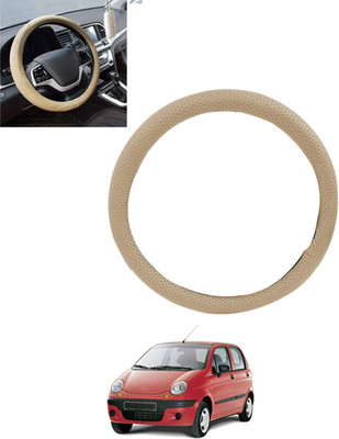 monolive Hand Stiched Steering Cover For Daewoo Matiz(Beige, Leatherite)