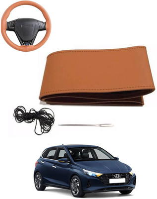 MATIES Hand Stiched Steering Cover For Hyundai i20(Tan, Leatherite)