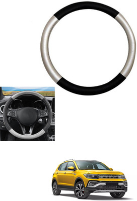 MATIES Steering Cover For Volkswagen Universal For Car(Silver, Black, Leather)