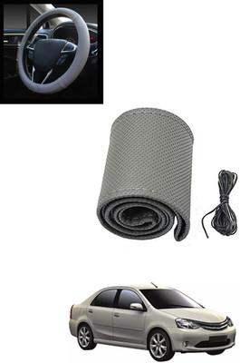 MATIES Hand Stiched Steering Cover For Toyota Etios Liva(Grey, Leatherite)
