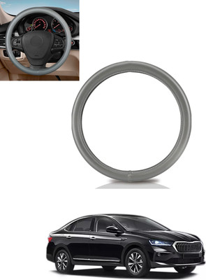 MATIES Steering Cover For Skoda Universal For Car(Silver, Leather)