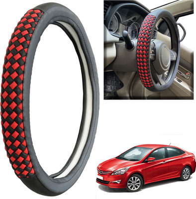 PEEPS STORE Steering Cover For Hyundai Verna Fluidic(Black, Leatherite)