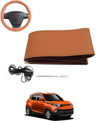 MATIES Hand Stiched Steering Cover For Mahindra KUV100(Tan, Leatherite)