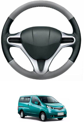 MATIES Steering Cover For Nissan Evalia(Grey, Black, Leather)